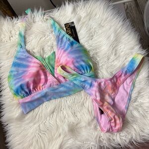 Surf Style Colorful Tie-Dye Bikini Set